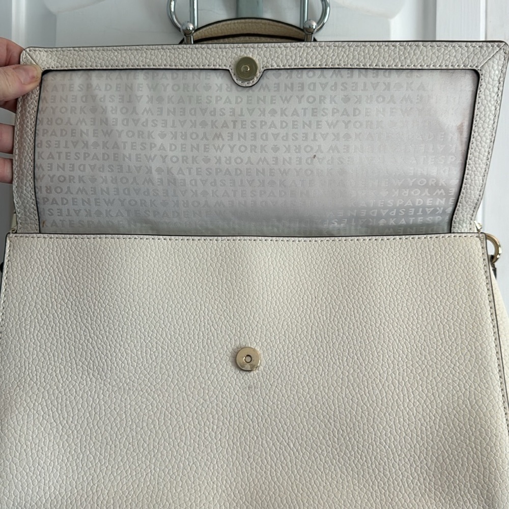 KATE SPADE ♠️ Leather Chantal Bridge Place Cream White Bow Satchel Shoulder Bag - Picture 3 of 13